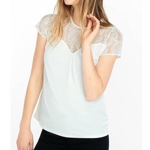 Lace Yoke Keyhole Back T-Shirt